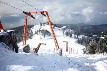Emplty ski slope installation