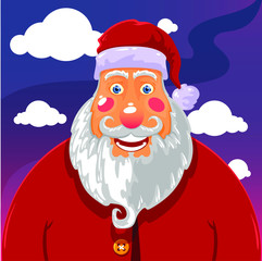 Cartoon funny and cute character of Santa Claus, vector illustration, can be used like poster or illustration in the book