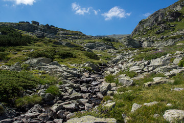 Landscape with river near The Seven Rila Lakes in Rila Mountan, Bulgaria