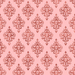 Pink and Rose Gold Foil Texture - Seamless Damask Pattern