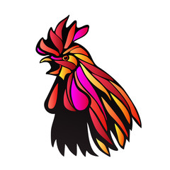 Red rooster outline illustration