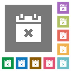 Cancel schedule square flat icons