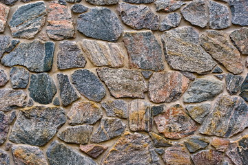 Background of a stone wall cladding texture, brown stone bricks