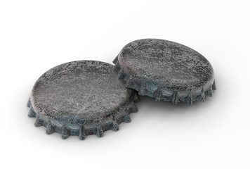3d illustration of bottle caps isolated on white
