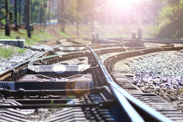 Railways path. Background of traveling by train.