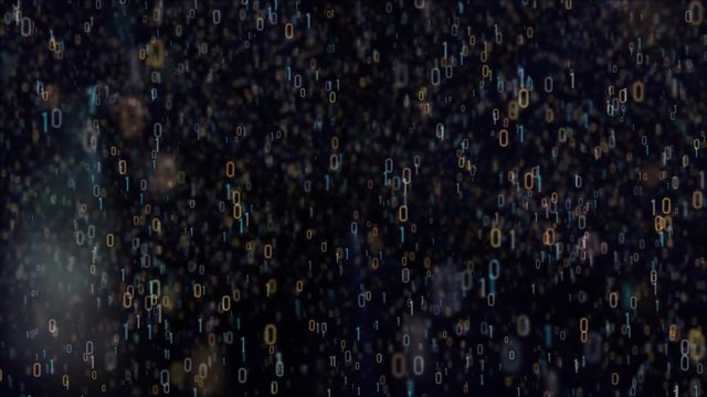 Bin&auml;re Zahlen Codes Bewegen sich im Raum eines Hackers