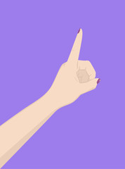 Woman's hand with a raised finger