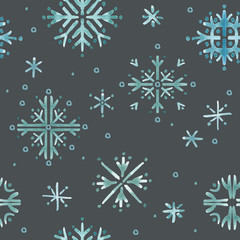 Fototapeta na wymiar Seamless pattern with snowflake. Watercolor snowflake background. Winter holidays background