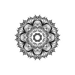 Creative mandala design.  Black and white mandala. Hand drawn element. Anti-stress coloring page for adults