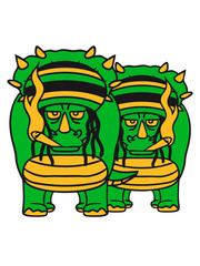 team paar 2 freunde raggae jamaika kiffen bekifft joint weed cannabis mütze hut rastalocken rauchen drogen stoned hörner triceratops groß comic cartoon dinosaurier saurier dino