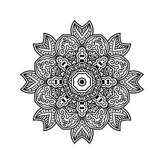 Creative mandala design.  Black and white mandala. Hand drawn element. Anti-stress coloring page for adults