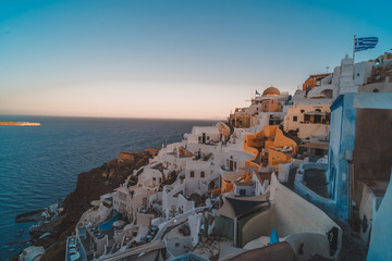 Fototapeta premium Santorini sunrise in Oia Greece