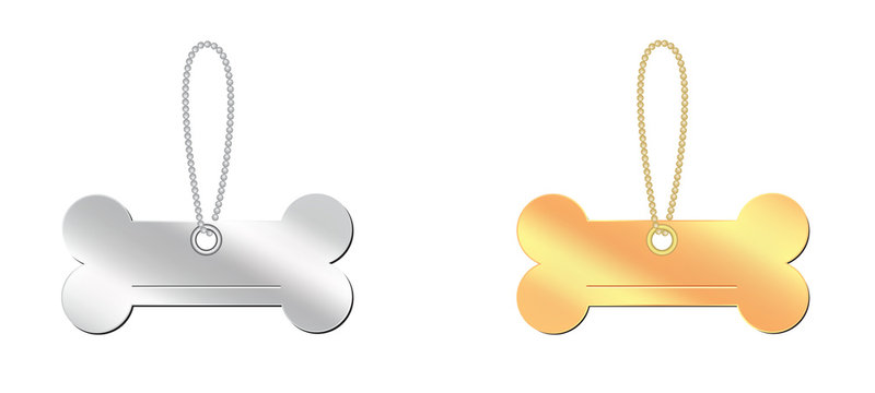 Targhette a forma di osso metalliche per collare