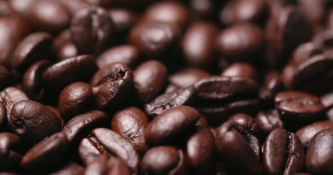 Brown coffee bean in rotation