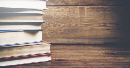 books on wooden background