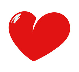 Red Heart Baloon. Hand Drawn Vector Illustration Of A Cartoon Heart With Light Effect