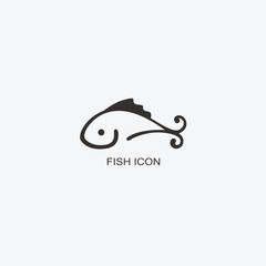 Fish logo template for design. Icon of seafood restaurant..Animals in a natural environment. Illustration of graphic flat style