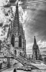 Main tower of the Barcelona Cathedral, Catalonia, Spain
