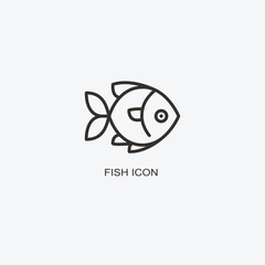 Fish logo template for design. Icon of seafood restaurant..Animals in a natural environment. Illustration of graphic flat style