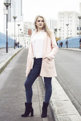 Naklejka premium Fashion portrait of young beautiful woman.