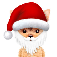 Funny Dog Santa with beard. Christmas concept