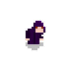 Pixel character dark mage for games and web sites