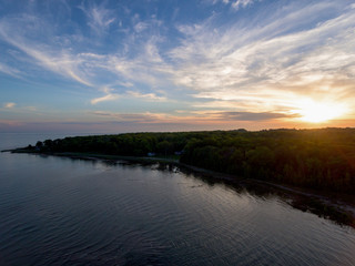 A Summer Sunset Over the Lake
