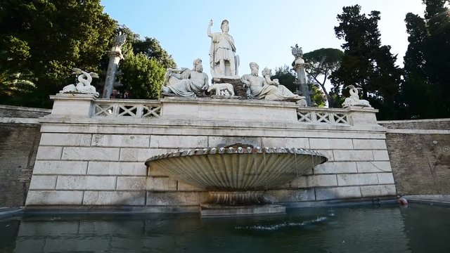 Fountain in Piazza del Popolo in Rome, Italy