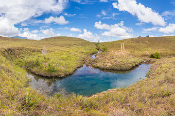 Natural blue pond in a creek located in Gran Sabana region, in south-eastern Venezuela