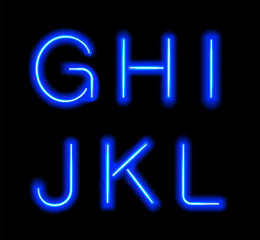 Glowing Neon Alphabet. Vector illustration clip art