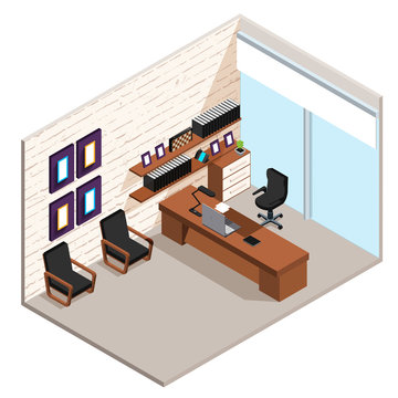 the boss's office, interior of office space, large desk