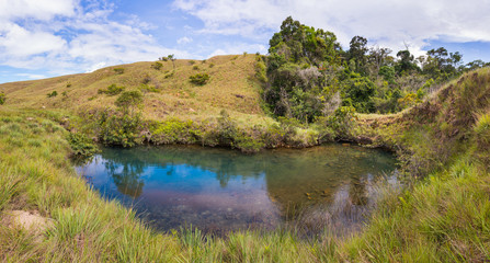 Fototapeta na wymiar Natural blue pond in a creek located in Gran Sabana region, in south-eastern Venezuela