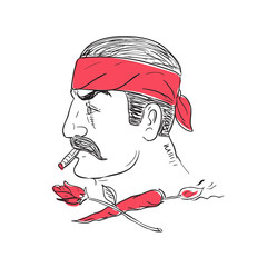 Mexican Guy Cigar Hot Chili Rose Drawing