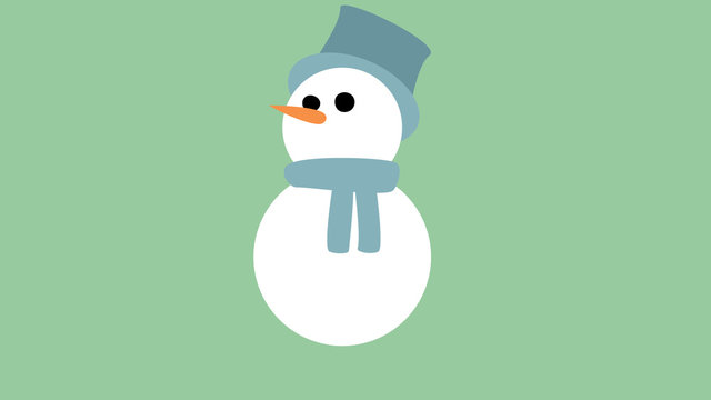 cute friendly looking snowman graphic green and blue