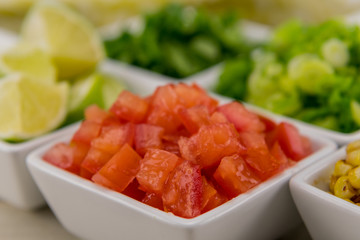Diced Tomatoes in White Bowl