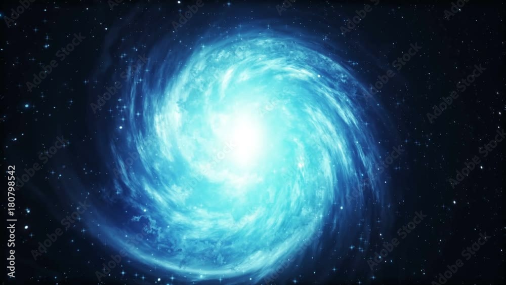 Poster rotating spiral galaxy with stars in outer space