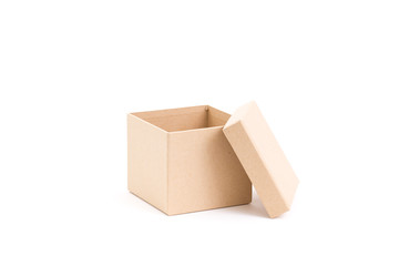 Brown paper box on white background
