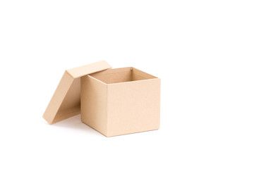Brown paper box on white background
