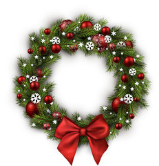Fototapeta na wymiar Christmas wreath isolated on white.