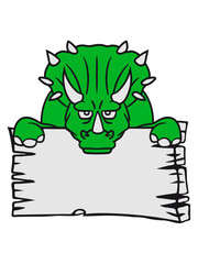 holz brett text schild fläche schreiben rand mauer hörner triceratops groß comic cartoon dinosaurier saurier dino