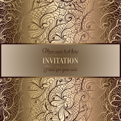 Abstract background , luxury beige and gold vintage frame, victorian banner, damask floral wallpaper ornaments, invitation card, baroque style booklet, fashion pattern, template for design