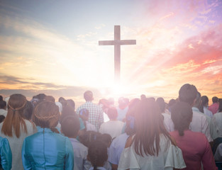 Christians prayed together church Group,Human,Cross,Praying,Worship , - Powered by Adobe