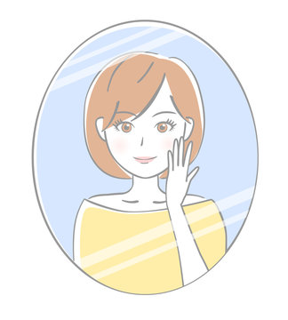 recommend clip art: 鏡を見る女性　笑顔
