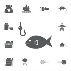 fishing icon. Set of camping icons