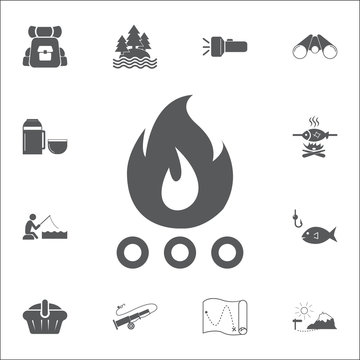Bonfire icon. Set of camping icons