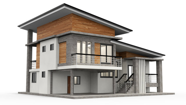 3d House Isolated Modern Style