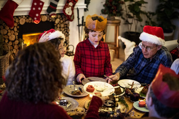 Family having a Christmas dinner