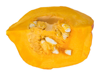 Fesh Pumpkin (close-up shot) isolated on white background