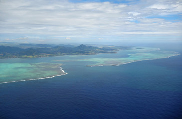 Fototapeta na wymiar Aerial view of the Mauritius archipelago in the Indian Ocean