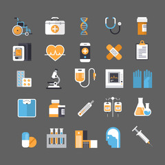 Medical Icon Set Medicine Equipment Sign Hospital Treatment Concept Vector Illustration